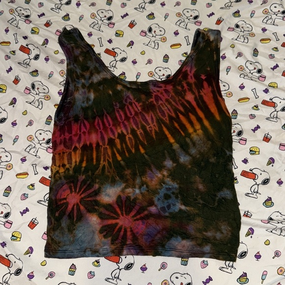 Kathmandu Imports Retro Handmade Pink and Black Tie-Dye Tank Top - Picture 3 of 3